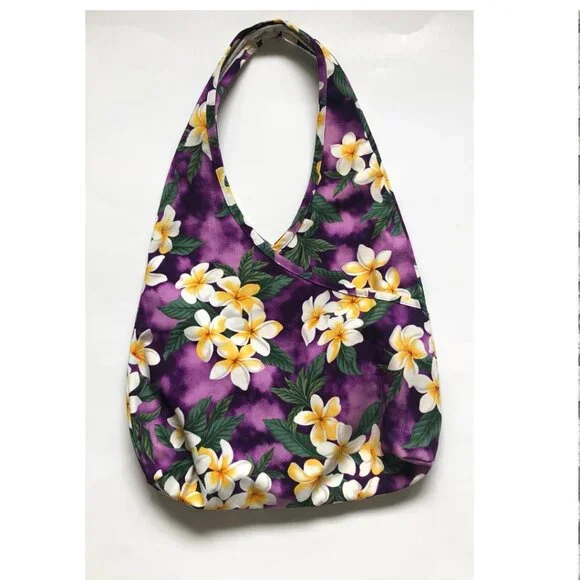 NWOT, Island Aloha Wear, Purple w/Tropical Floral, Cloth, Hobo/Beach/Tote Bag - Picture 2 of 11